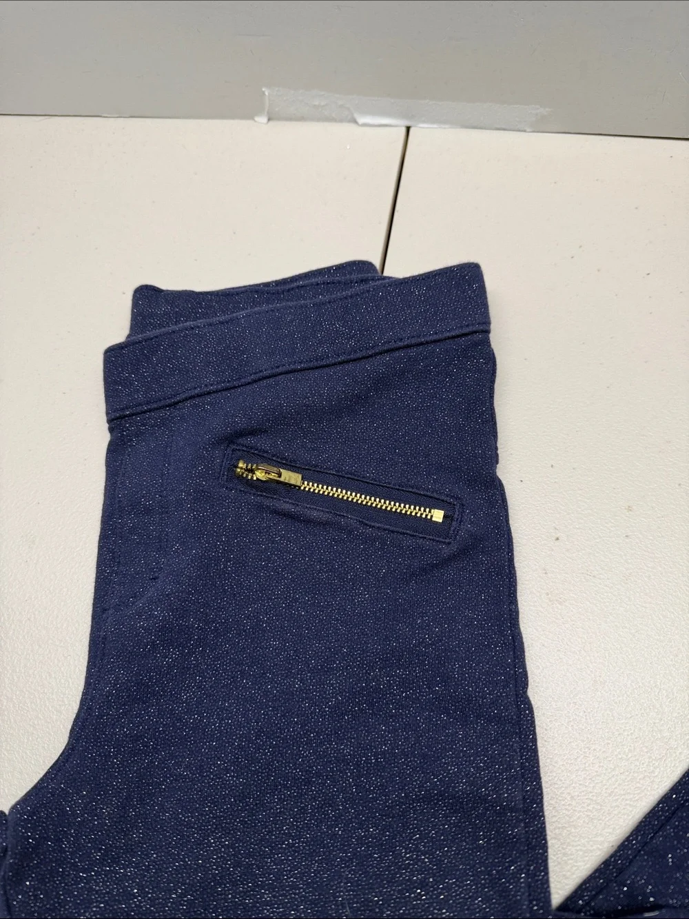 OshKosh B'gosh Navy Sparkle Leggings with Zip Accent. NWOT, size 10